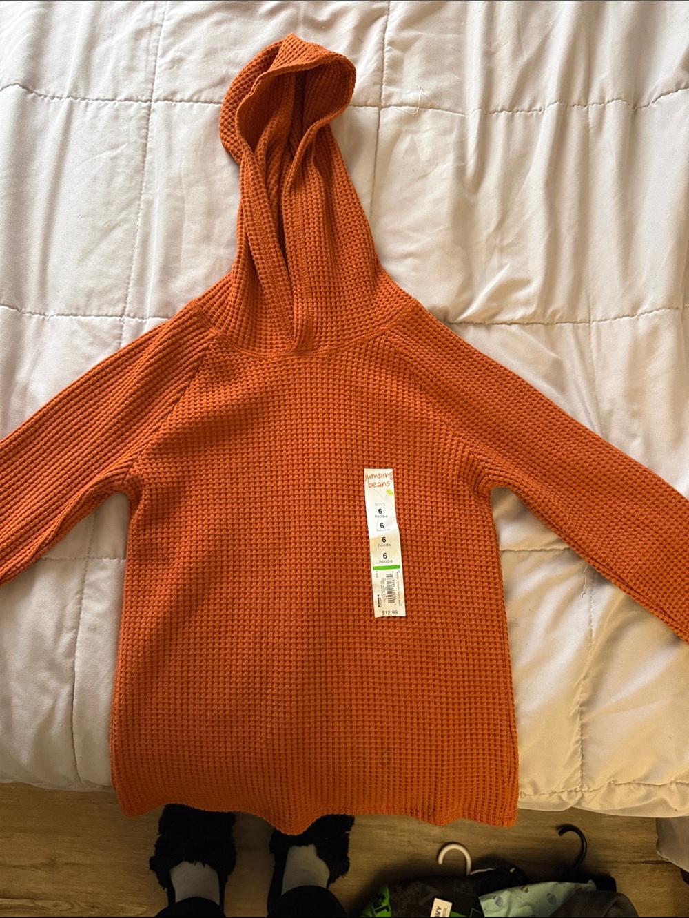 jumping beans Rust Orange Waffle-Knit Hooded Top